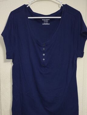 Old Navy Women's Dark Blue Short Sleeve Henley Tee